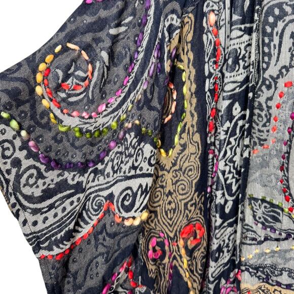 World Market Paisley Embroidered Kimono One Size Multicolor Festival Boho - Picture 3 of 6